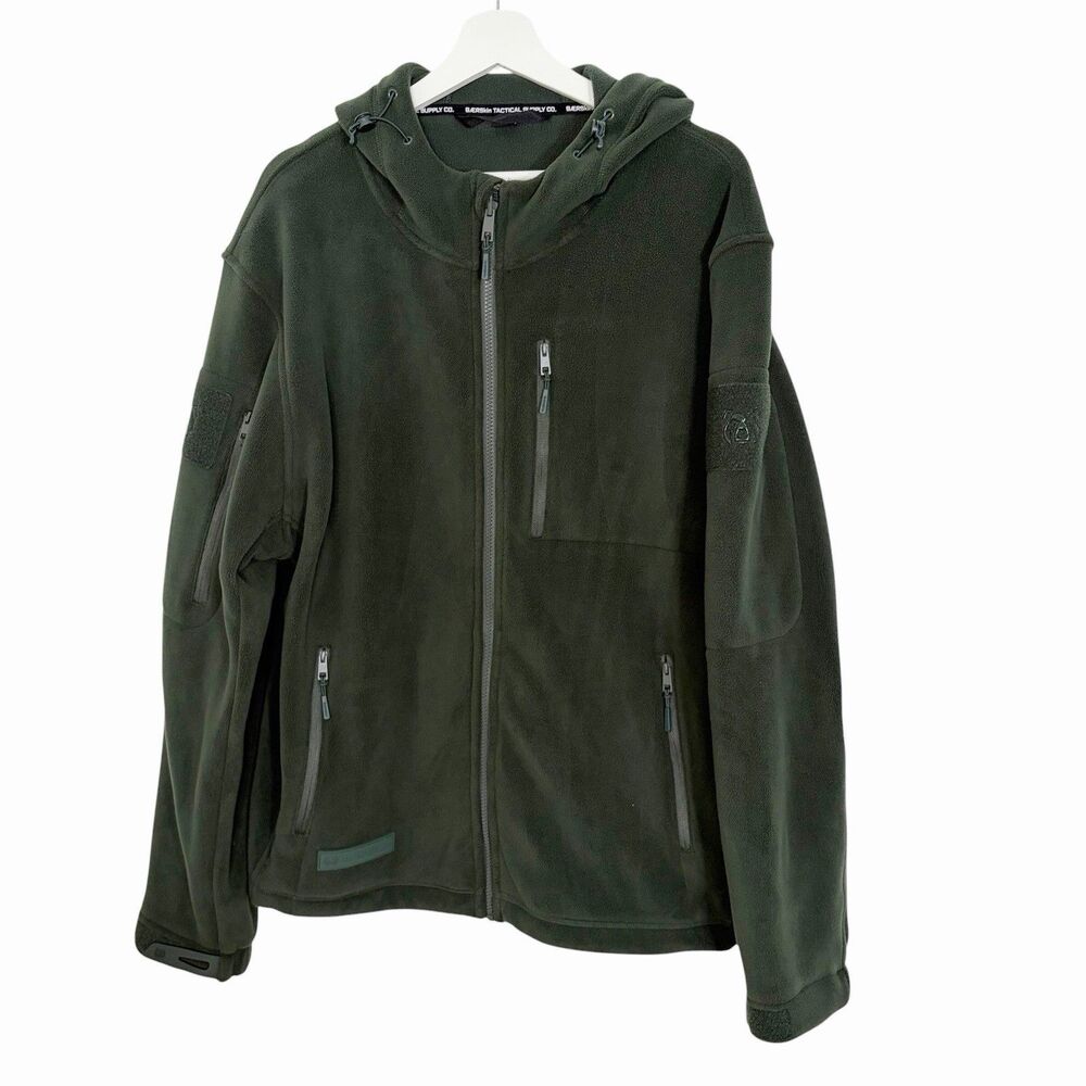 Baerskin Tactical Supply Hoodie 4.0 Jacket Mens Large Full Zip Dark Green Fleece